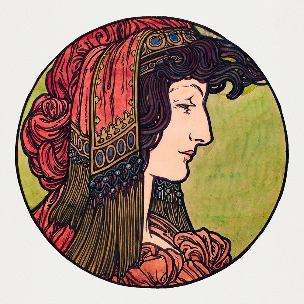 Stained glass window for the facade of the Fouquet boutique art print by Alphonse Mucha for $57.95 CAD