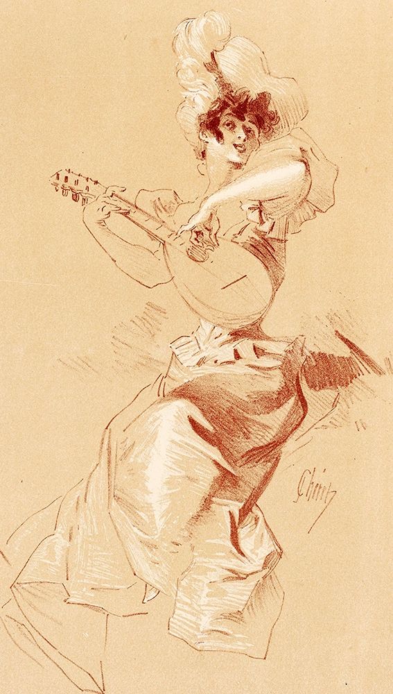 Dessin originel 1895 Lady with Guitar art print by Jules Cheret for $57.95 CAD