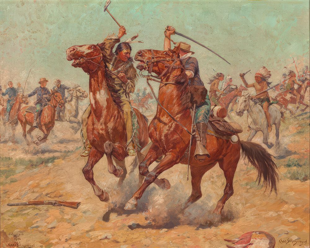 The Duel - Tomahawk and Sabre art print by Charles Schreyvogel for $57.95 CAD