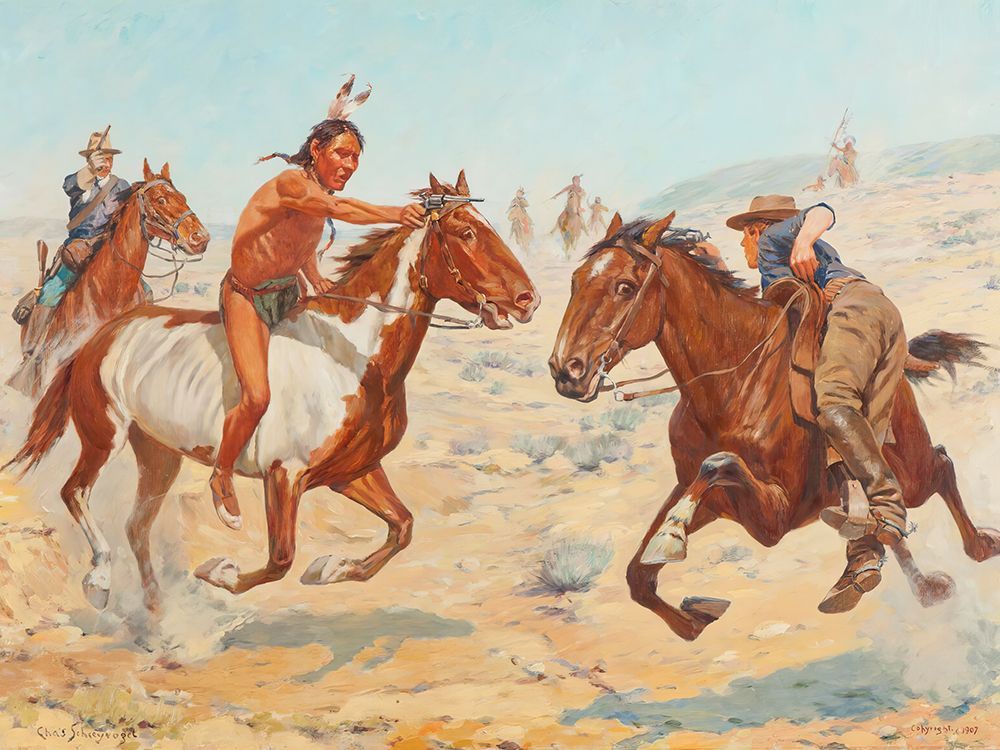Fighting Scouts - Even Chance art print by Charles Schreyvogel for $57.95 CAD