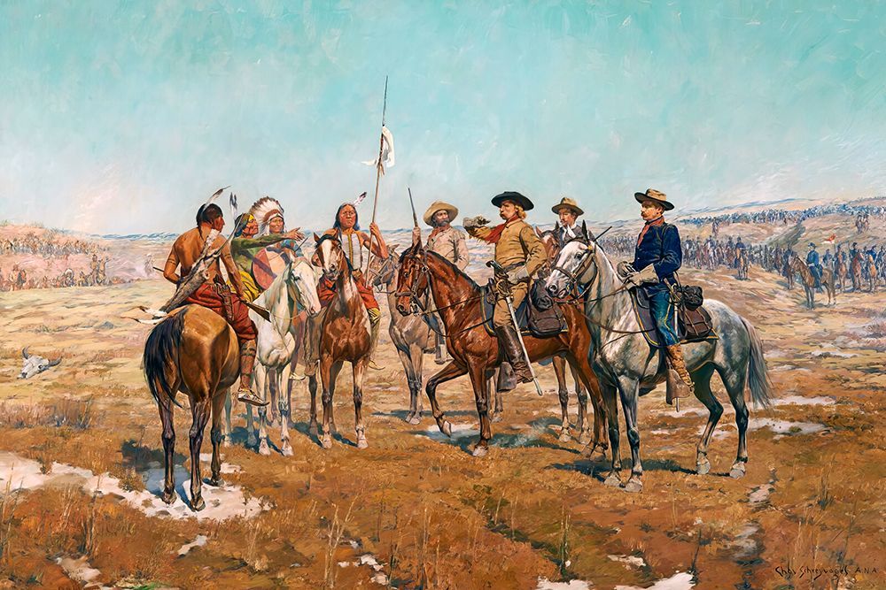 Custers Demand art print by Charles Schreyvogel for $57.95 CAD