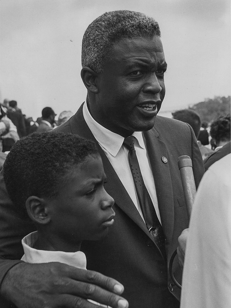Former National Baseball League player-Jackie Robinson with his son art print by U.S. Archives for $57.95 CAD