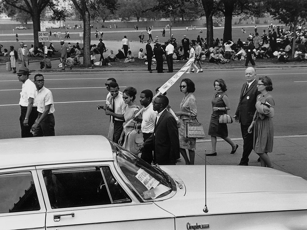 Civil Rights March on Washington-D.C. Marchers walking and sitting under the trees art print by Rowland Scherman for $57.95 CAD
