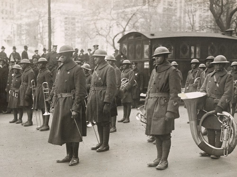 WWI Lieutenant James Europe and his Famous Jazz Band of the 369th Colored Infantry in the Parade on art print by U.S. Archives for $57.95 CAD