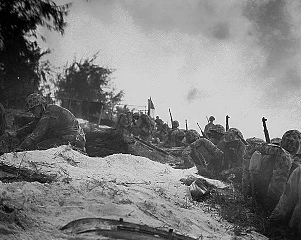 WWII assault troops await orders D-day at Saipan in the Marianas art print by U.S. Archives for $57.95 CAD