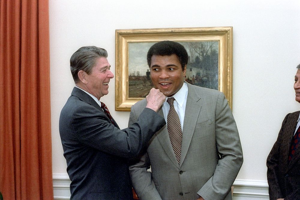 President Ronald Reagan Punching Muhammad Ali in The Oval Office art print by U.S. Archives for $57.95 CAD