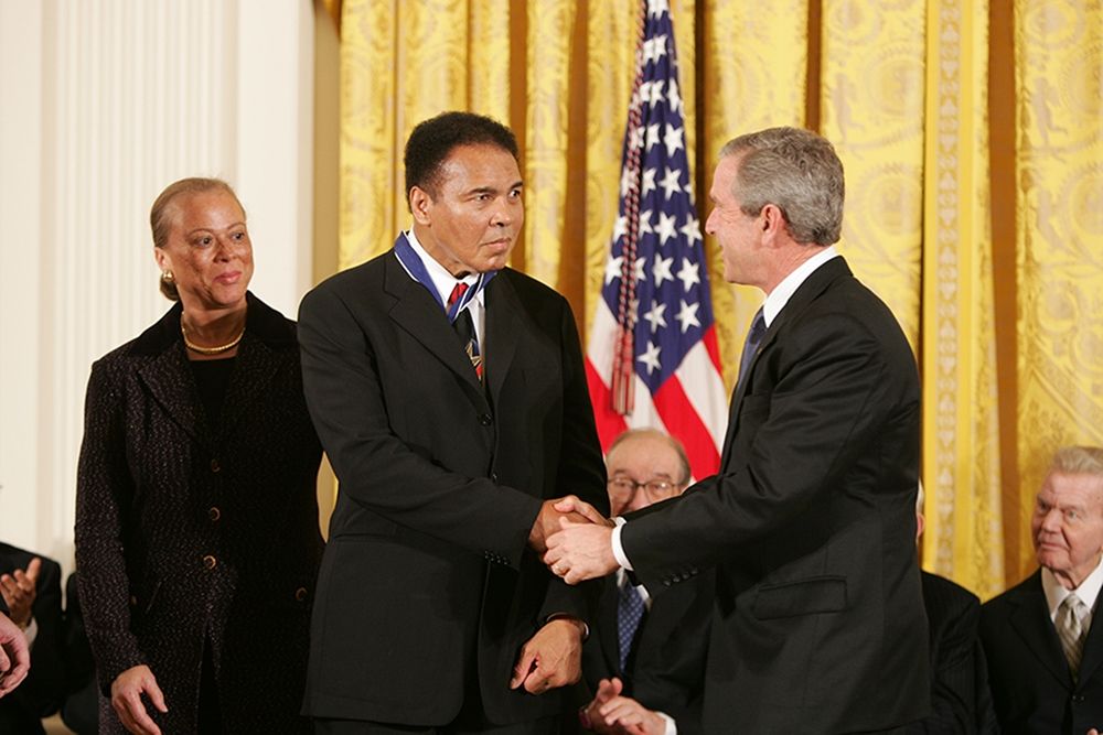 President George W. Bush Shakes Hands with Muhammad Ali art print by U.S. Archives for $57.95 CAD