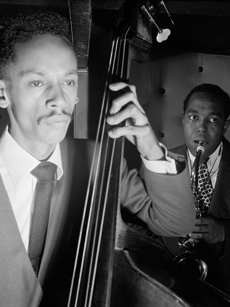 Charlie Parker-Tommy Potter-and Max Roach-Three Deuces-New York 1947 art print by William Gottlieb for $57.95 CAD