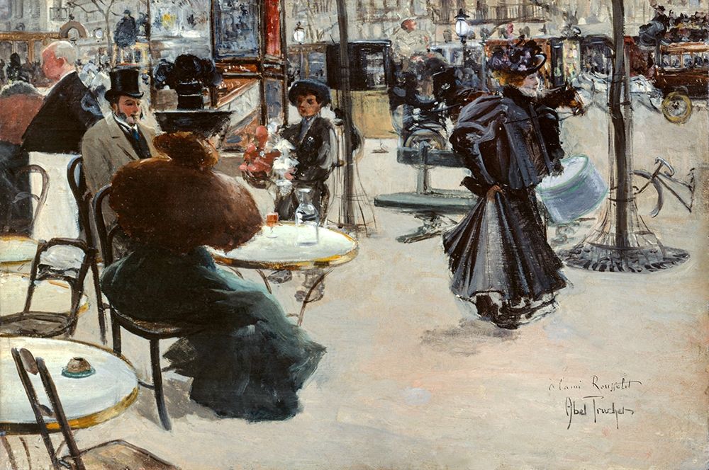 Street scene-Cafe terrace art print by Louis Abel-Truchet for $57.95 CAD