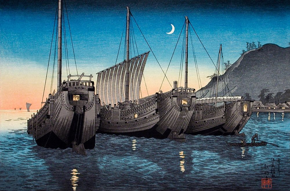 Junks in Inatori Bay-Izu art print by Hiroaki Takahashi for $57.95 CAD