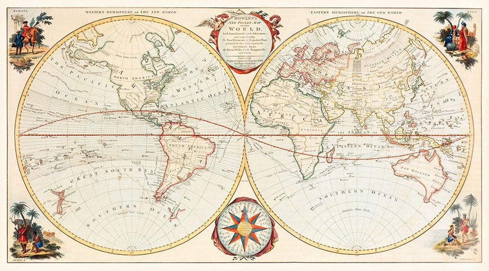 Bowless New Pocket Map of the World art print by Bowles Carington for $57.95 CAD