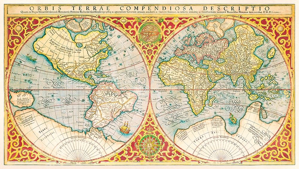 Orbis terrae compendiosa descriptio 1637 art print by Gerhad Mercator for $57.95 CAD