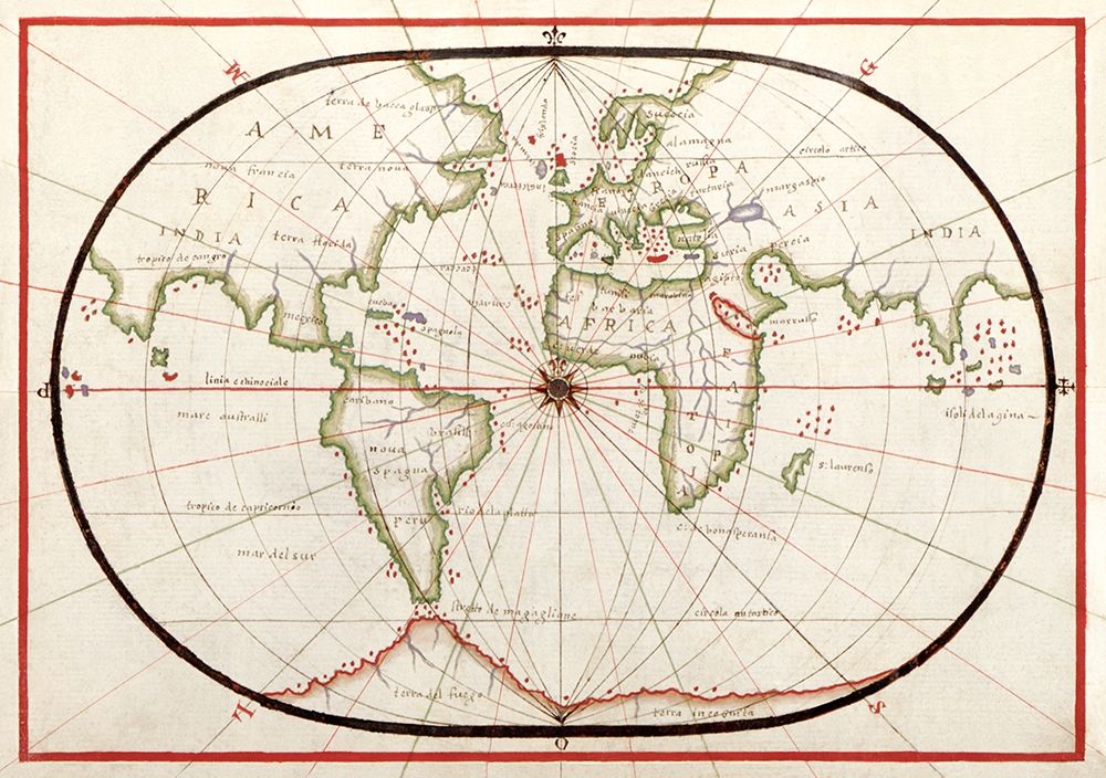 Portolan atlas of the Mediterranean Sea-Western Europe-and the Northwest Coast of Africa 1590 art print by Joan Olivia for $57.95 CAD