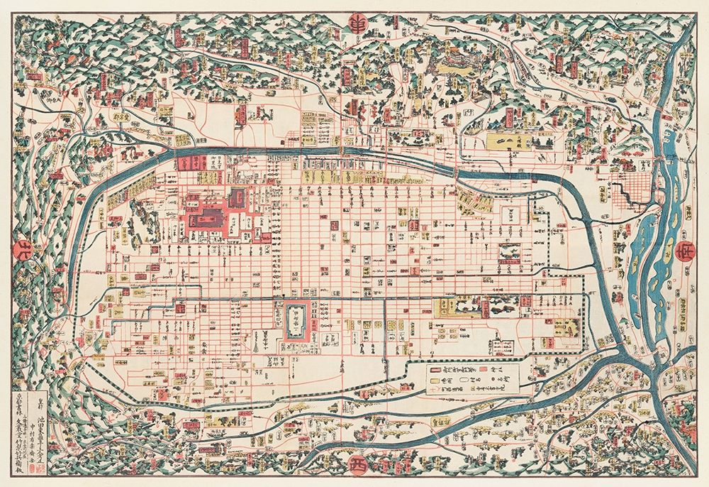 Map of Kyoto 1863 art print by Takebara Kahei for $57.95 CAD
