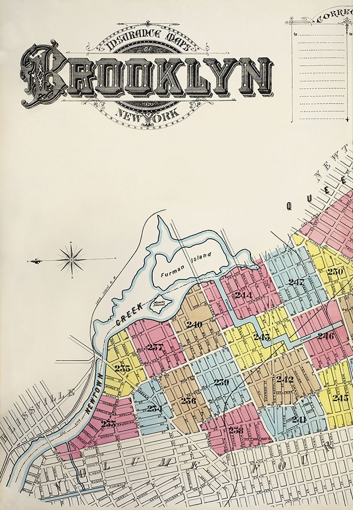 Sanborn Fire Insurance Map from Brooklyn-Kings County-New York 1888 art print by Sanborn Map Company for $57.95 CAD
