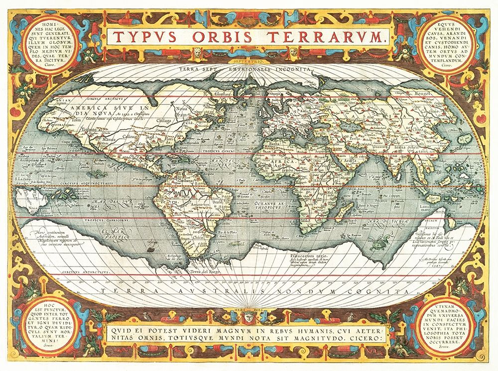 Typus orbis terrarum 1587 art print by Abraham Ortelius for $57.95 CAD