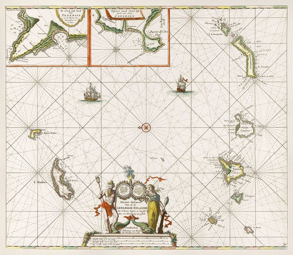 Chart of the Canary Islands 1680 art print by Jan Luyken for $57.95 CAD