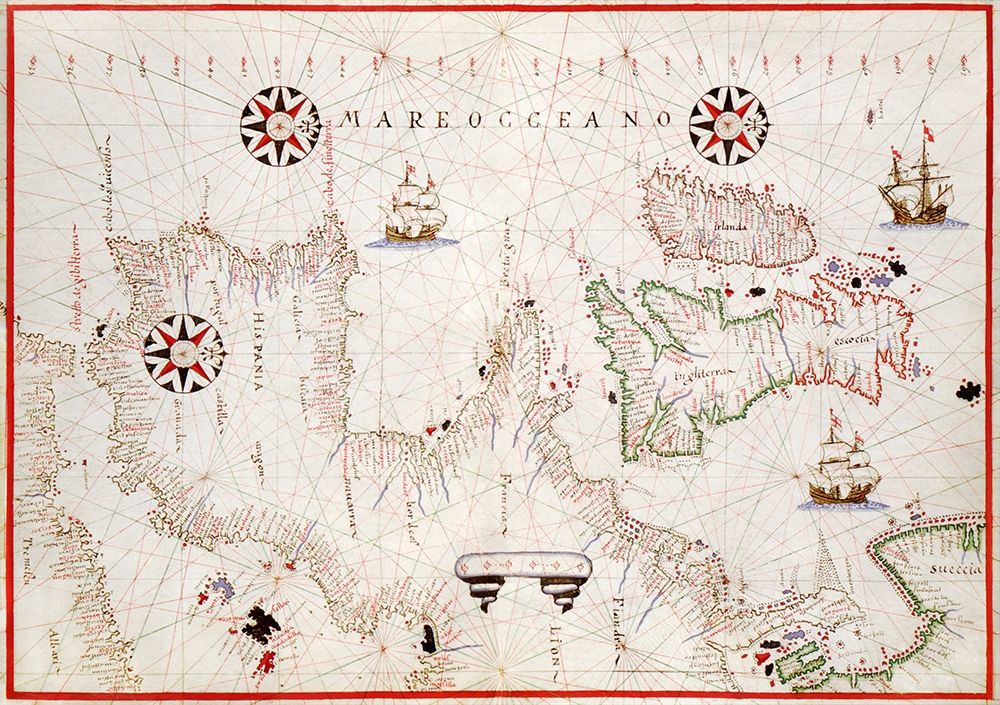 Portolan atlas of the Mediterranean Sea-western Europe-and the northwest coast of Africa 1590 art print by Joan Olivia for $57.95 CAD