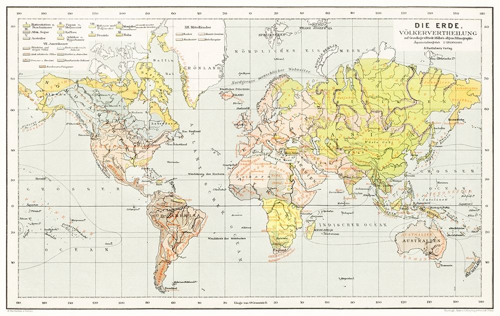 The Earth a general geography and area 1896 art print by Franz Heiderich for $57.95 CAD