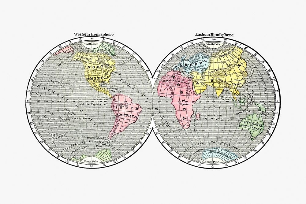 World map from A System of Geography-for the use of Schools 1860 art print by Sidney Edwards Morse for $57.95 CAD