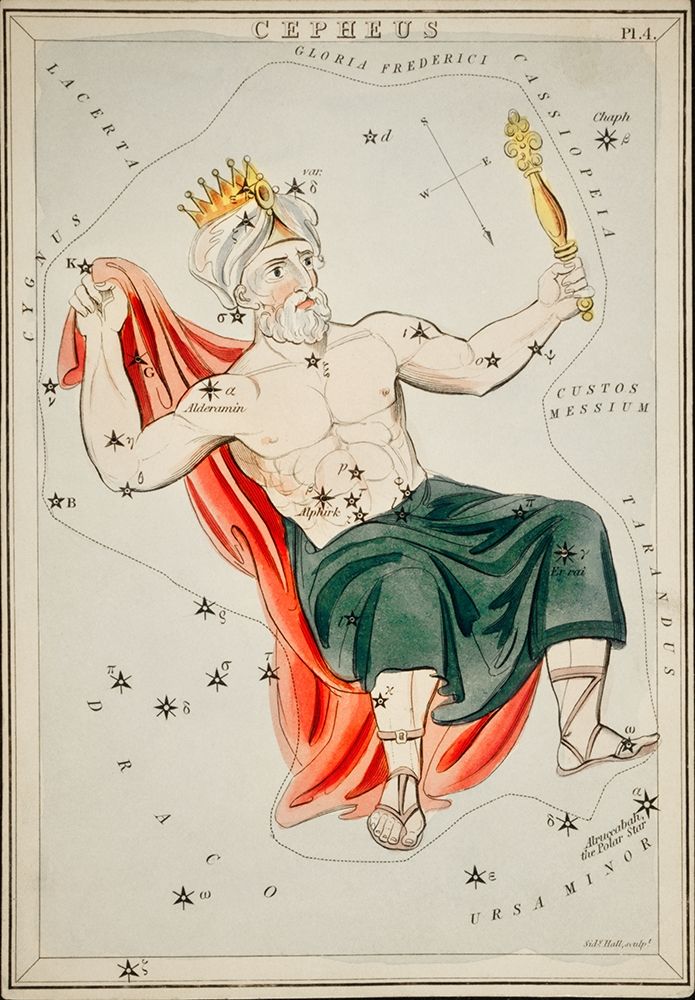 Astronomical chart illustration of the Cepheus art print by Sidney Hall for $57.95 CAD