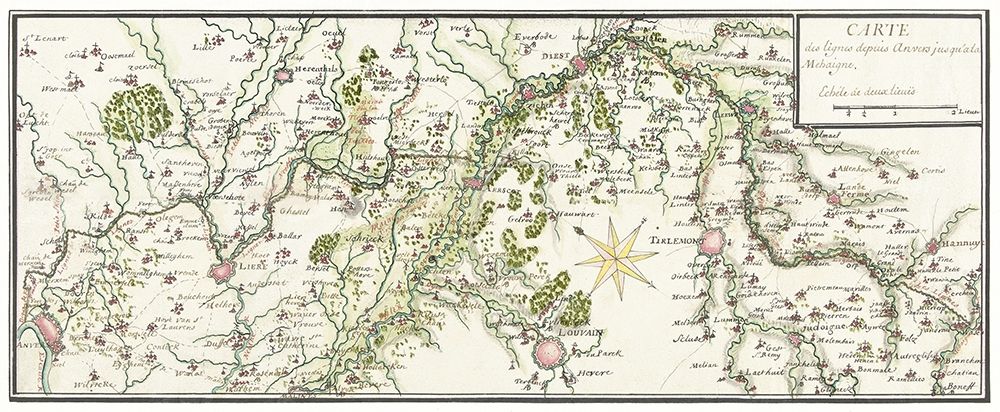 Drawn map of the French lines in Brabant art print by Vintage Maps for $57.95 CAD