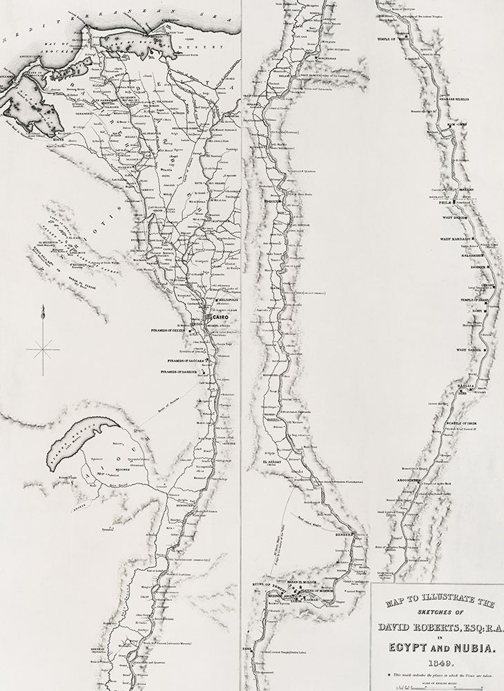 Map to the sketches in Egypt and Nubai illustration art print by David Roberts for $57.95 CAD