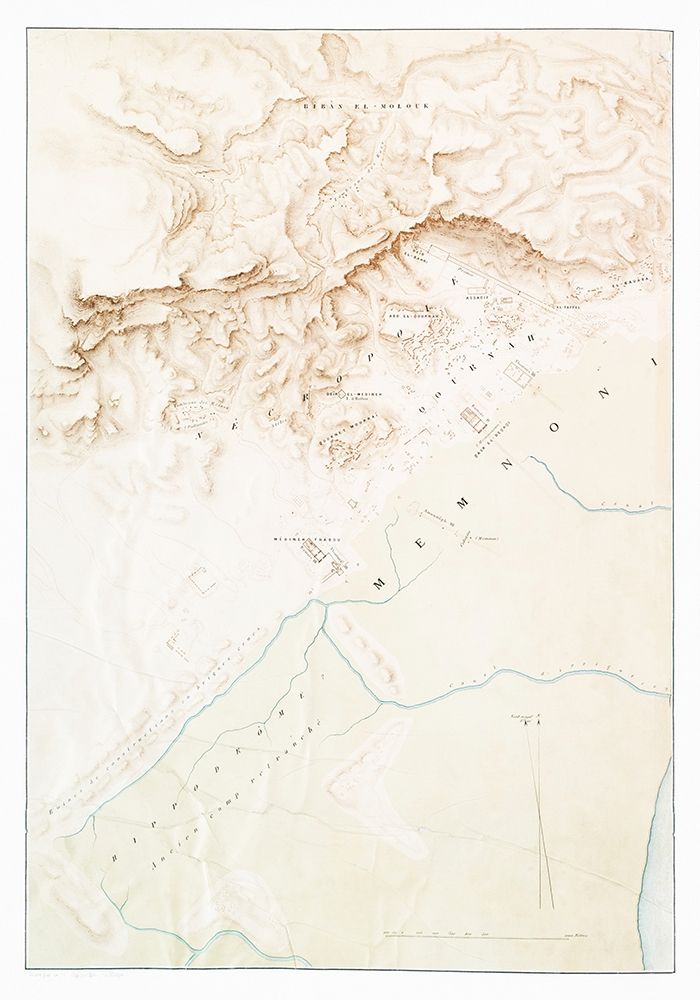Topographic map of the ruins of Thebes art print by Emile Prisse d Avennes for $57.95 CAD