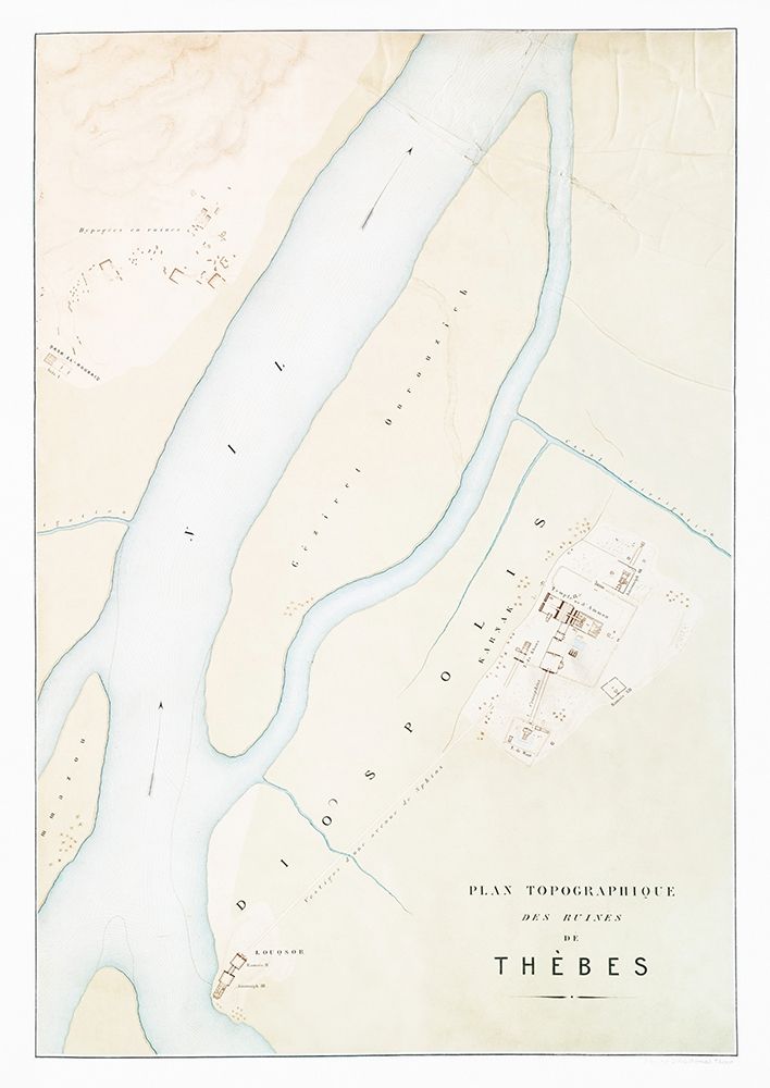 Topographic map of the ruins of Thebes art print by Emile Prisse d Avennes for $57.95 CAD