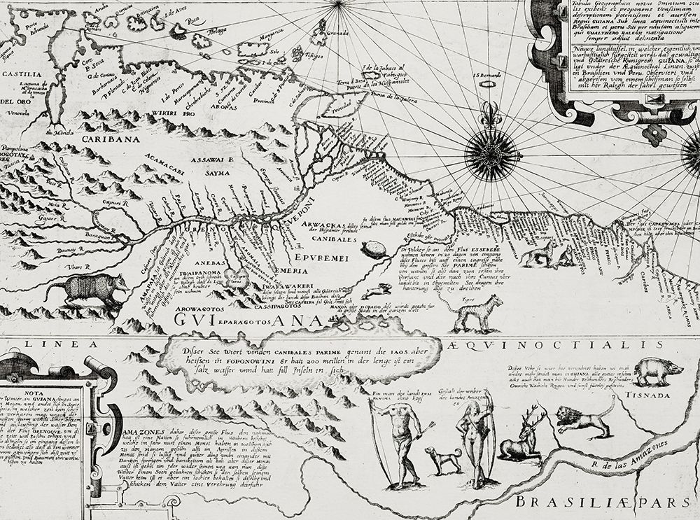 America map from Grand voyages 1596 art print by de Theodor Bry for $57.95 CAD