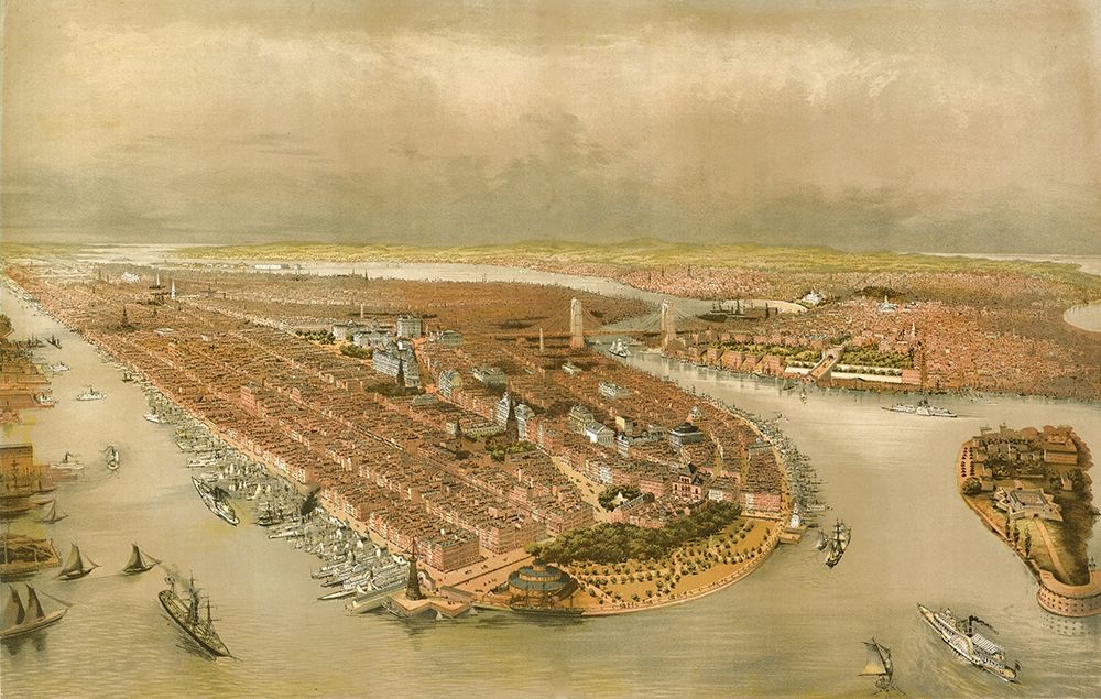 Manhattan Island-New York art print by Vintage Places for $57.95 CAD