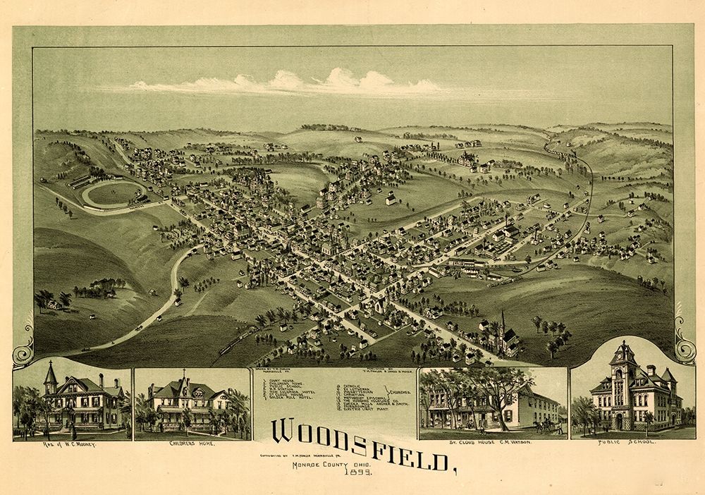 Woodsfield-Ohio 1899 art print by Vintage Places for $57.95 CAD