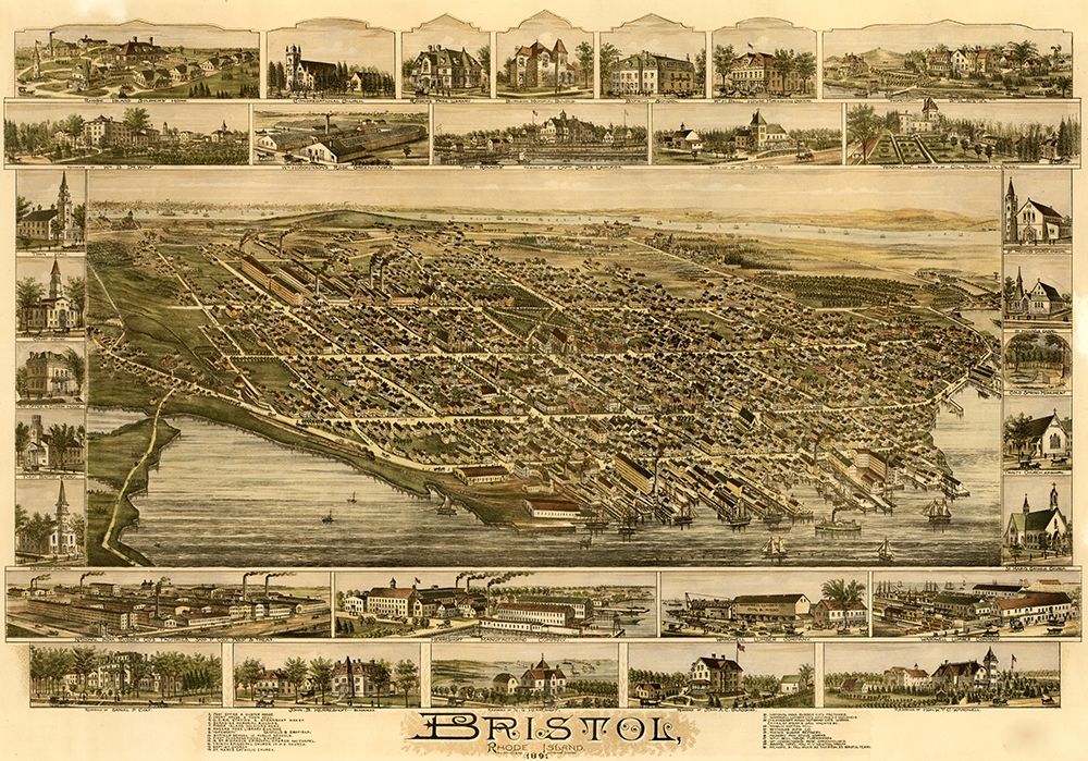 Bristol Rhode Island 1891 art print by Vintage Places for $57.95 CAD