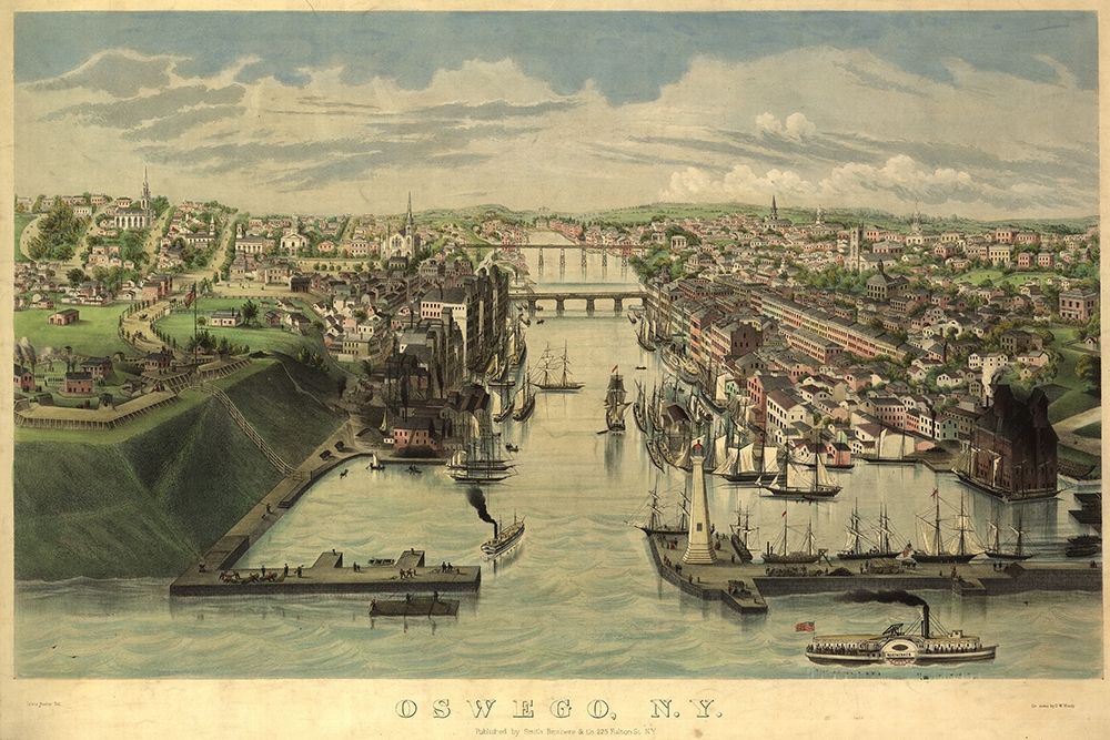 Oswego New York 1855 art print by Vintage Places for $57.95 CAD