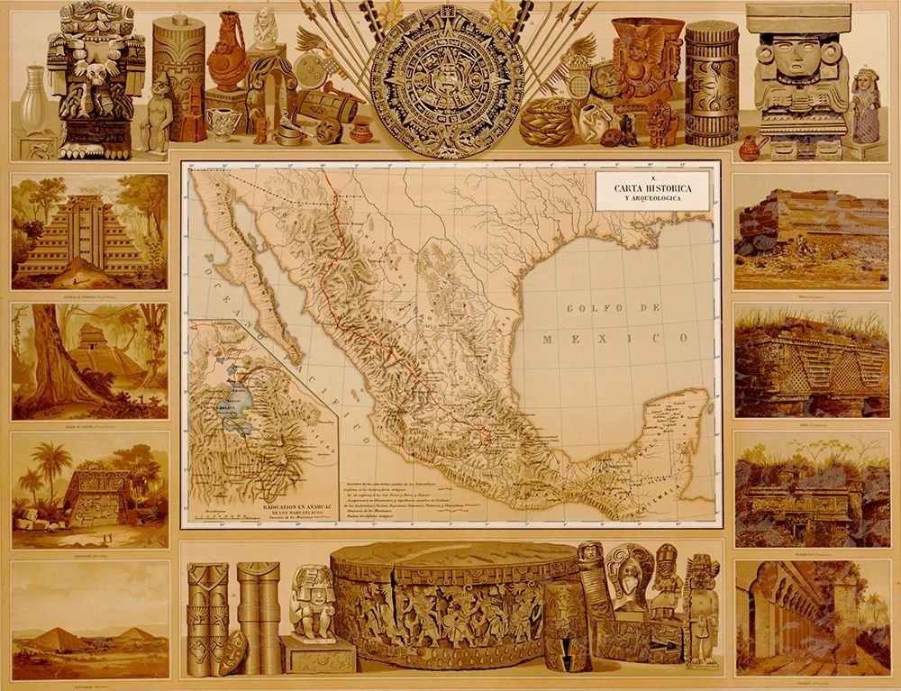 Archaeological Map of Mexico art print by Vintage Maps for $57.95 CAD