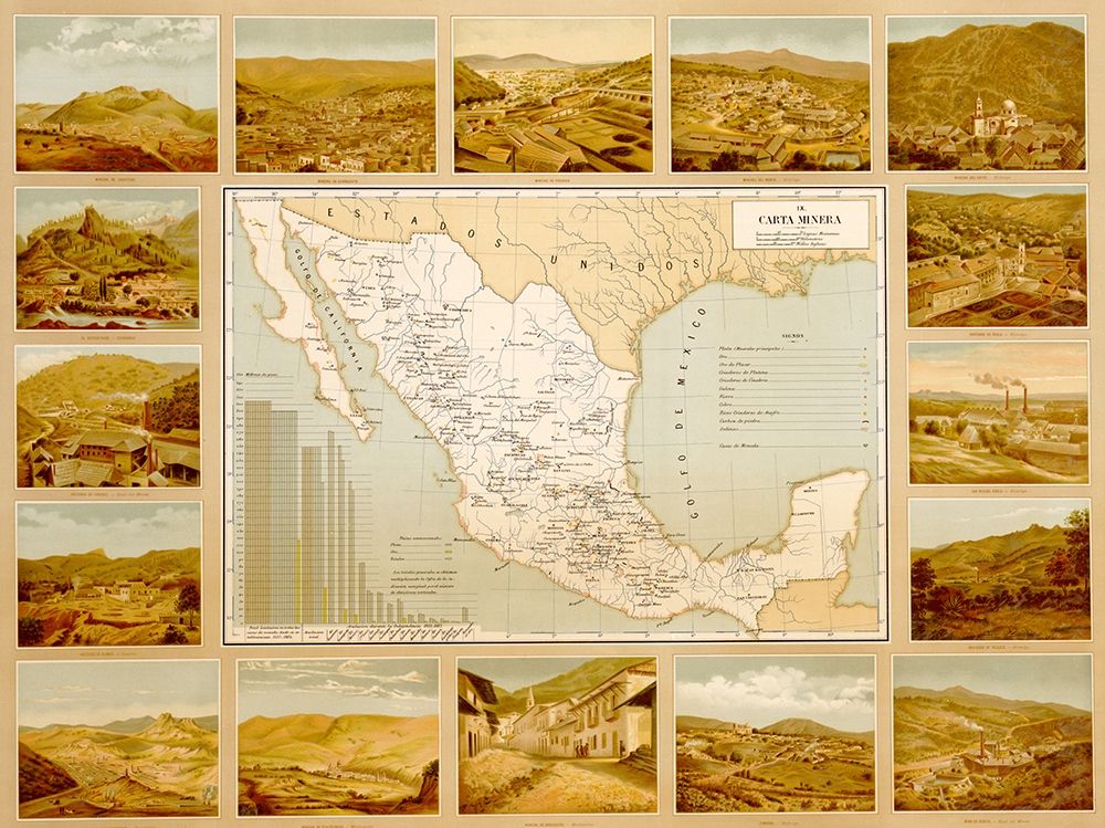 Mineralogical Map of Mexico art print by Vintage Maps for $57.95 CAD