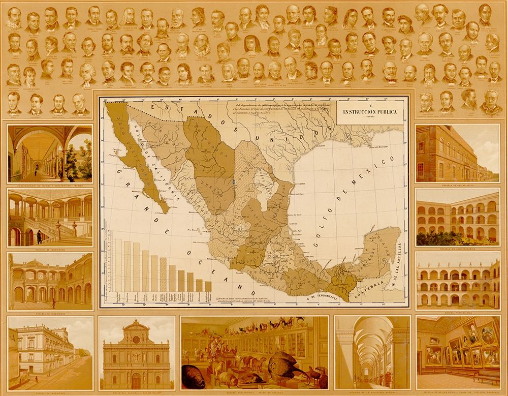 Public Education in Mexico art print by Vintage Maps for $57.95 CAD