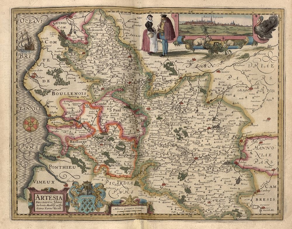 Map of the area around Arras France 1622 art print by Vintage Maps for $57.95 CAD
