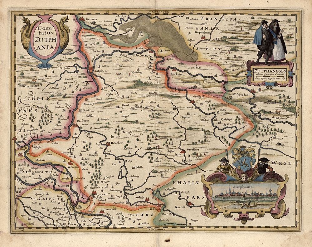 Map of the area around Zutphanis Netherlands art print by Vintage Maps for $57.95 CAD