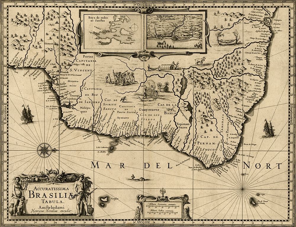 Brazil 1630 art print by Vintage Maps for $57.95 CAD
