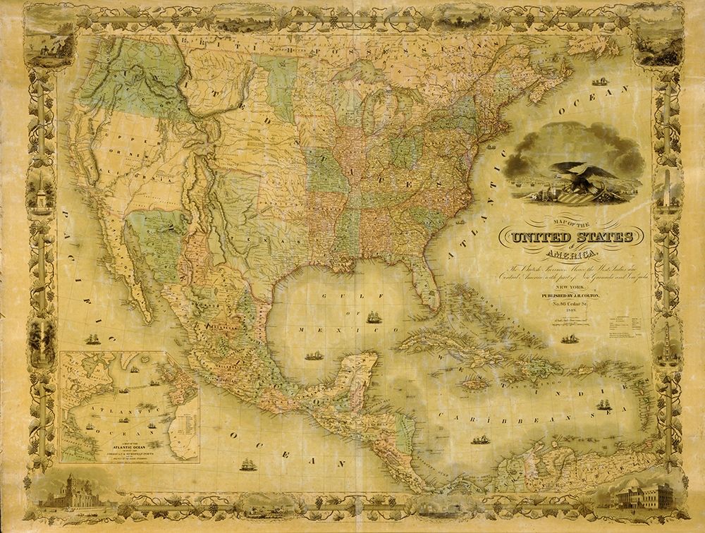 United States art print by Vintage Maps for $57.95 CAD