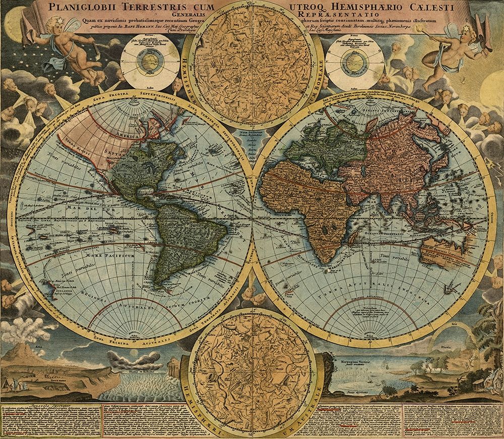 World Map art print by Vintage Maps for $57.95 CAD