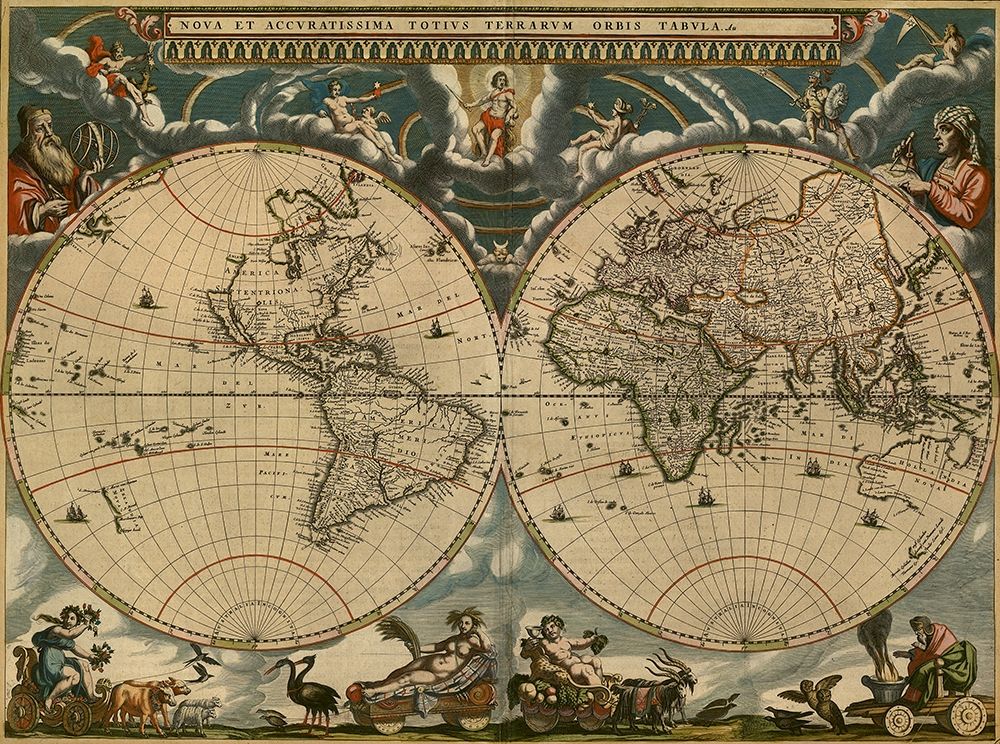 World Map art print by Vintage Maps for $57.95 CAD