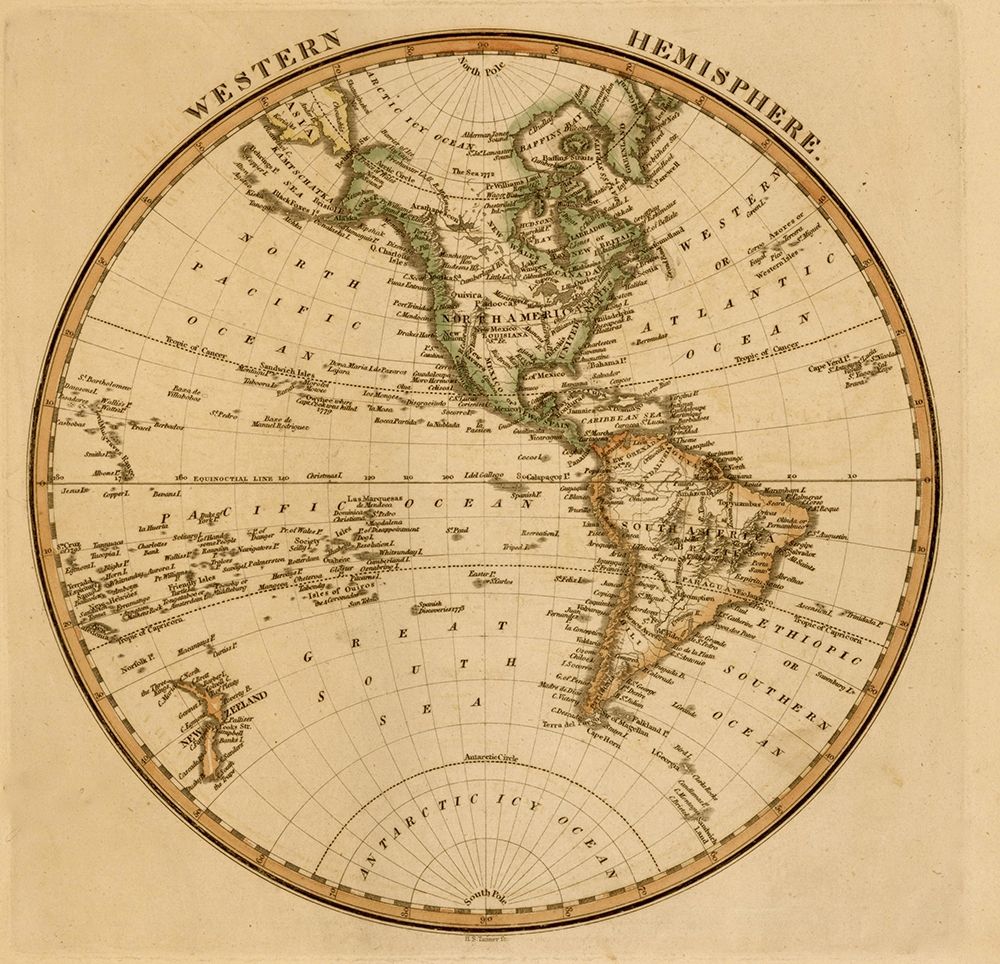 Western Hemisphere 1817 art print by Vintage Maps for $57.95 CAD