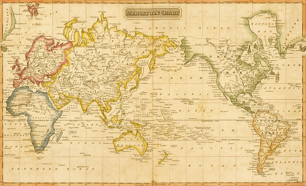 Mercators Chart 1817 art print by Vintage Maps for $57.95 CAD