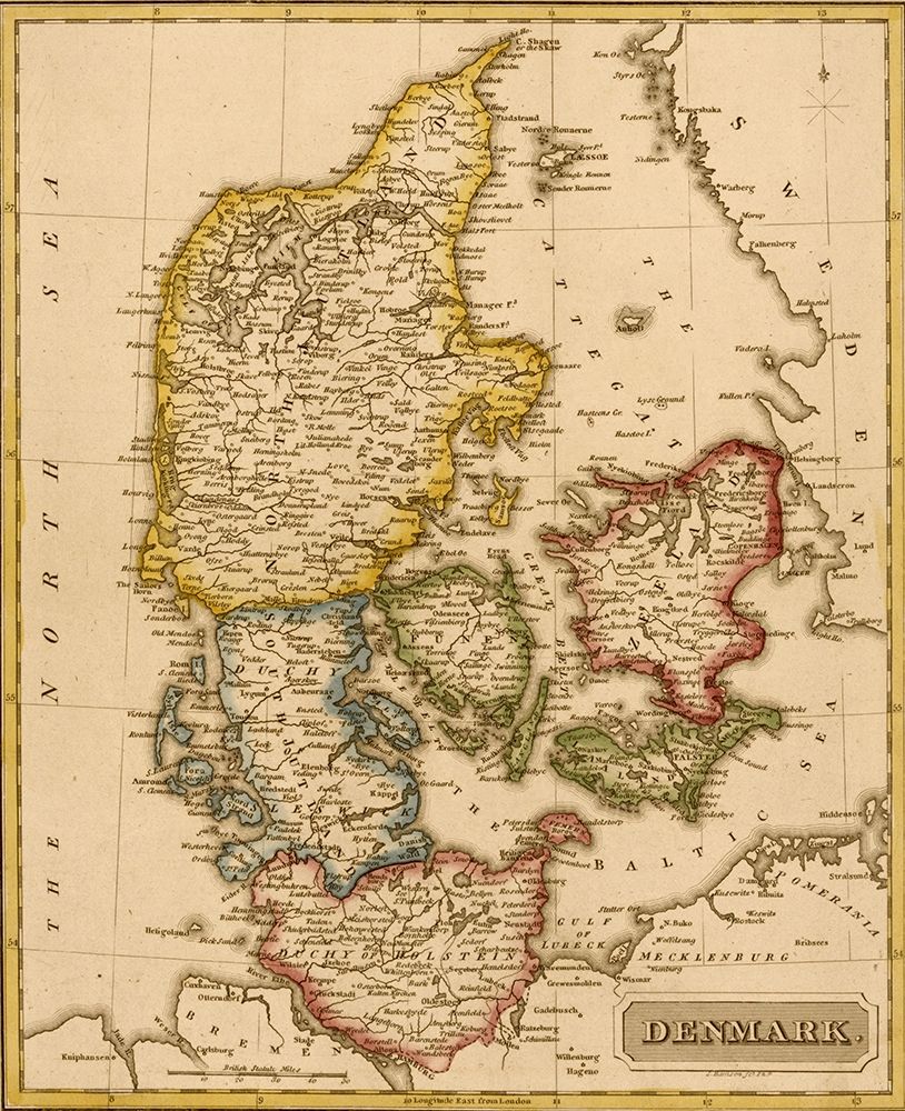 Denmark 1817 art print by Vintage Maps for $57.95 CAD