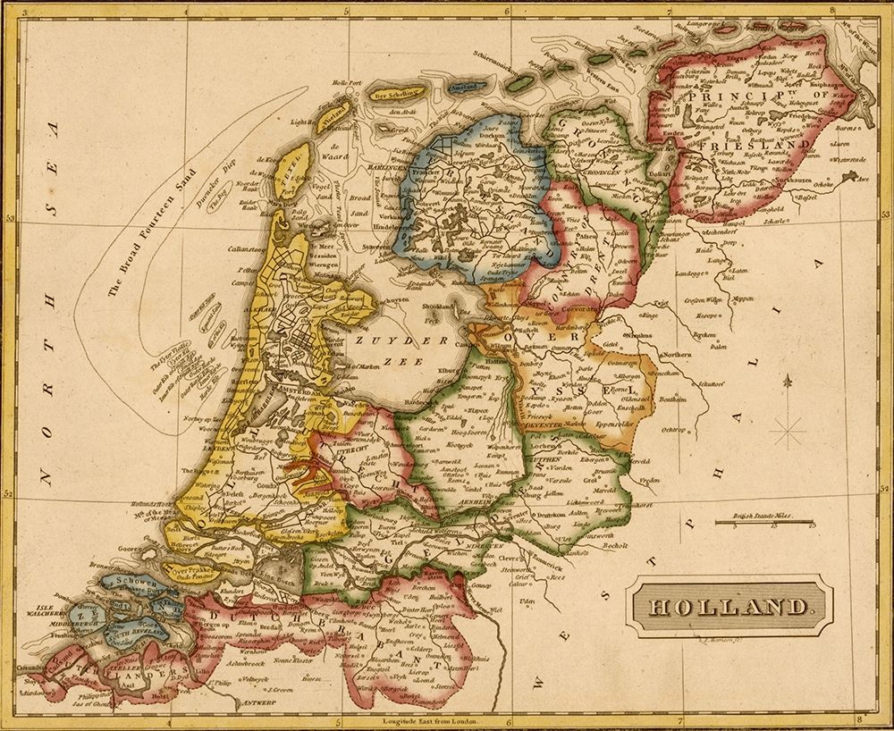 Holland Netherlands 1817 art print by Vintage Maps for $57.95 CAD