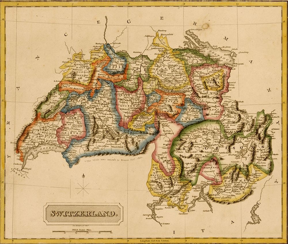 Switzerland 1817 art print by Vintage Maps for $57.95 CAD
