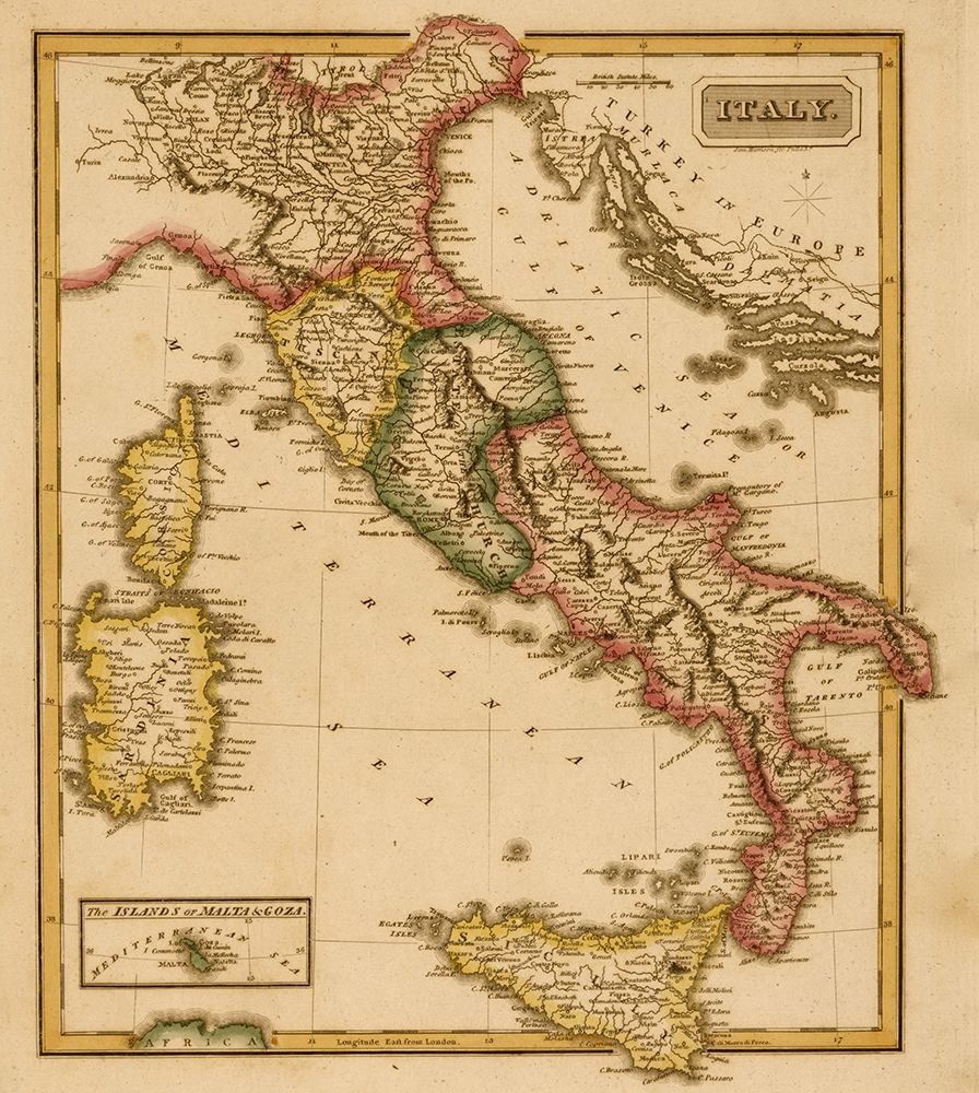 Italy 1817 art print by Vintage Maps for $57.95 CAD