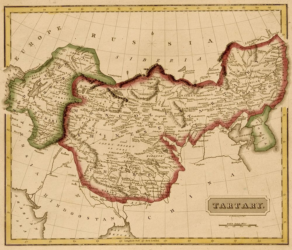 Tartary Mongolia 1817 art print by Vintage Maps for $57.95 CAD